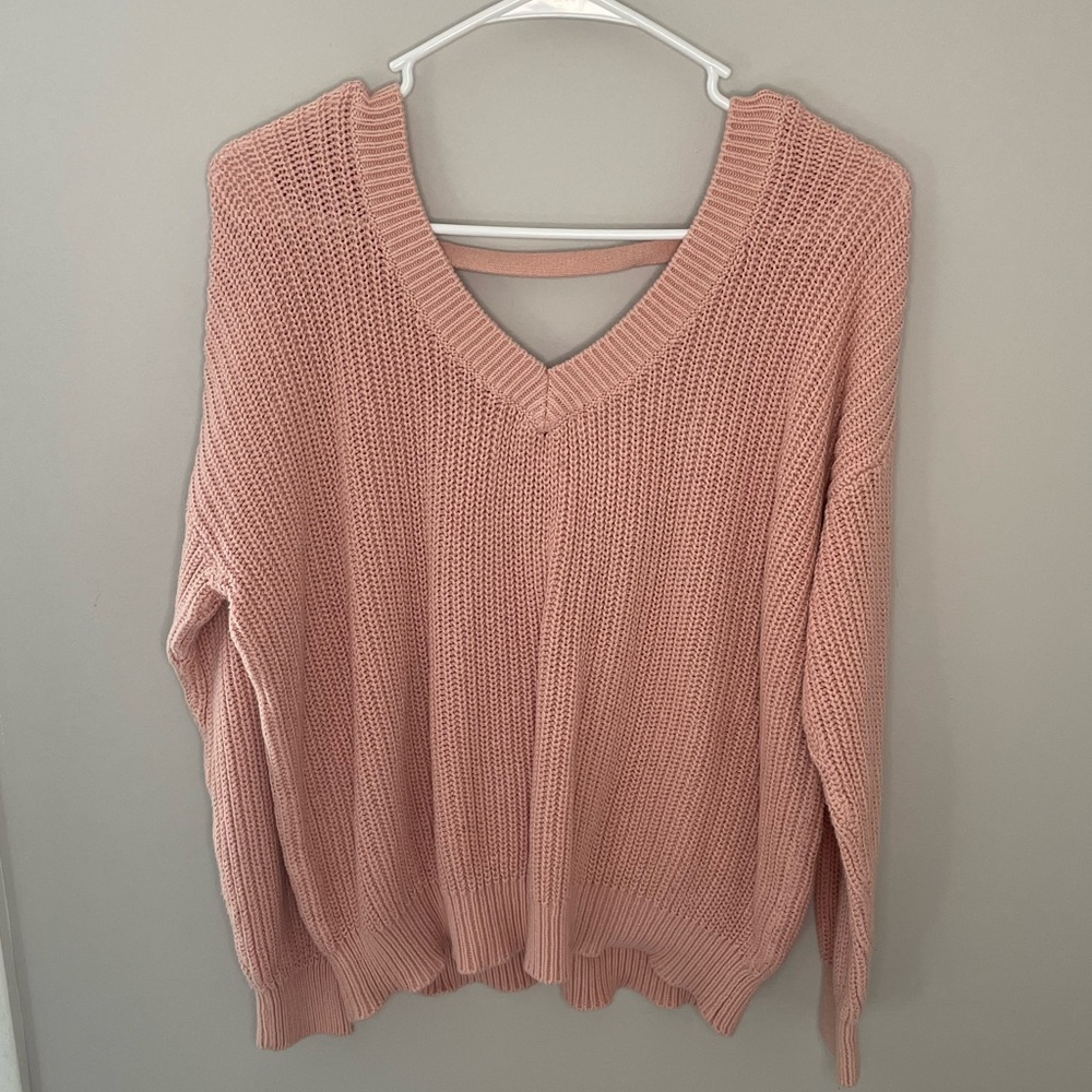 Forever21 Deep V Neck, Open Back Sweater